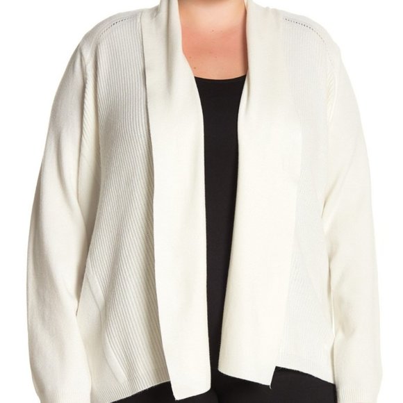 Cyrus Sweaters - Cyrus White Draped Open Front Cardigan